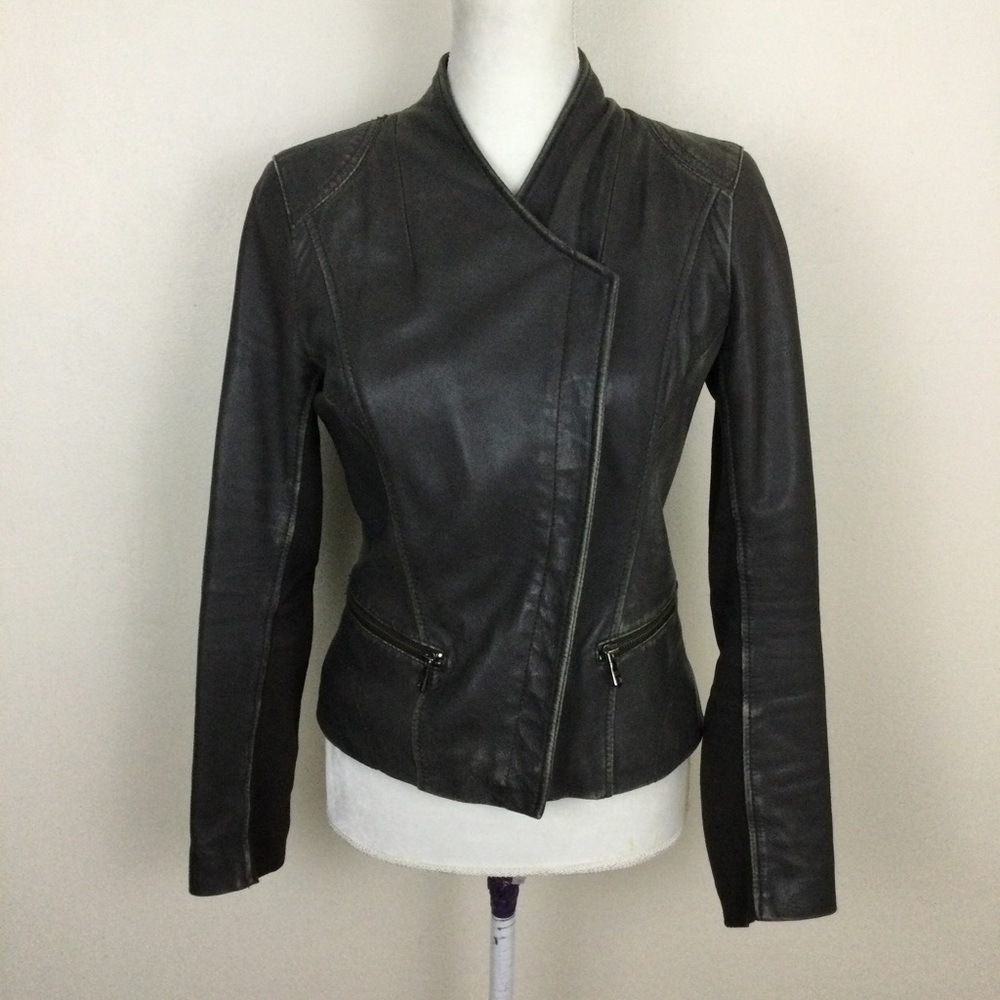 Marc New York Andrew Marc Leather Jacket Taupe Size S